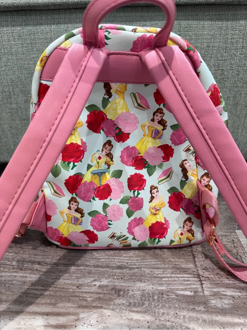Loungefly Disney Belle Floral Mini Backpack - Pink, Red & White